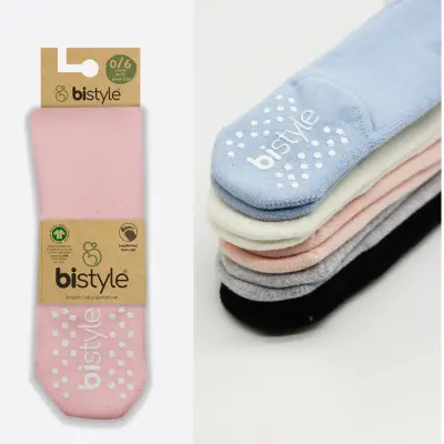 Bistyle Unisex Organik Çorap Külotlu Kaymaz Havlu Pembe - 6