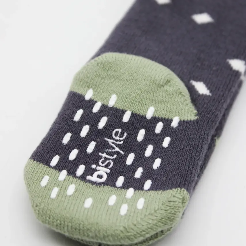 Bistyle Unisex Organik Çorap Külotlu Kaymaz Havlu Puanlı Antrasit - 4