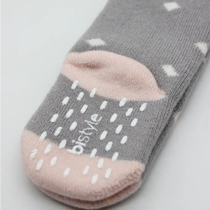 Bistyle Unisex Organik Çorap Külotlu Kaymaz Havlu Puanlı Gri - 3