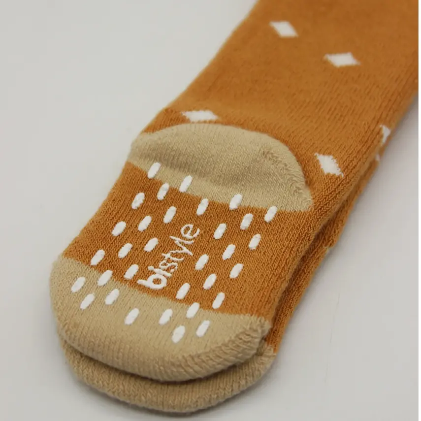 Bistyle Unisex Organik Çorap Külotlu Kaymaz Havlu Puanlı Hardal - 2