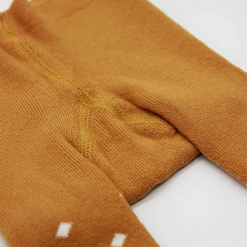 Bistyle Unisex Organik Çorap Külotlu Kaymaz Havlu Puanlı Hardal - 9