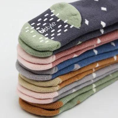 Bistyle Unisex Organik Çorap Külotlu Kaymaz Havlu Puanlı İndigo - 8