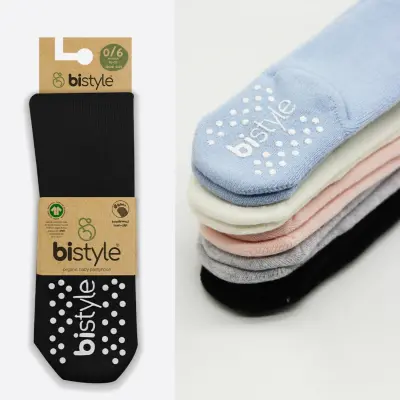 Bistyle Unisex Organik Çorap Külotlu Kaymaz Havlu Siyah - 5