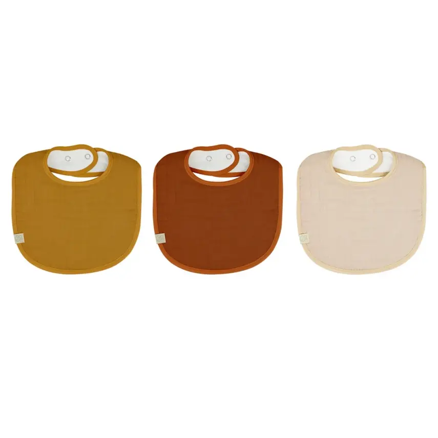Bistyle Unisex Organik Fular Önlük Müslin 3lü Kiremit - Bej - Hardal - 3