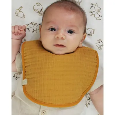 Bistyle Unisex Organik Fular Önlük Müslin 3lü Kiremit - Bej - Hardal - 7