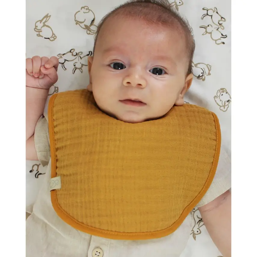 Bistyle Unisex Organik Fular Önlük Müslin 3lü Kiremit - Bej - Hardal - 7