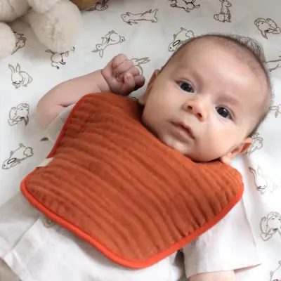 Bistyle Unisex Organik Fular Önlük Müslin 3lü Kiremit - Bej - Hardal - 8