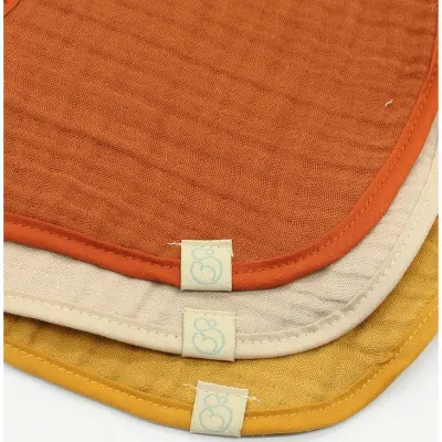 Bistyle Unisex Organik Fular Önlük Müslin 3lü Kiremit - Bej - Hardal - 5