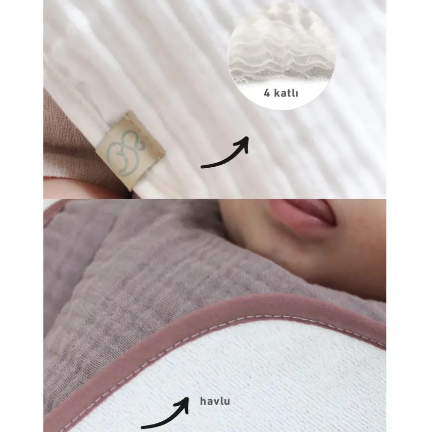 Bistyle Unisex Organik Fular Önlük Müslin 3lü Taş - Ekru - Antrasit - 10