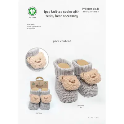 Bistyle Unisex Patik Triko Seperatörlü Aksesuarlı Gri - 7