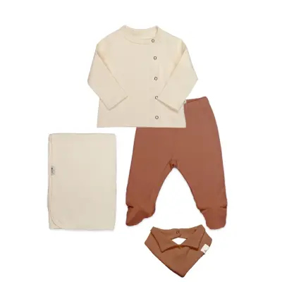 Bistyle Zıbın Takımı Battaniyeli Gentleman Ekru - Kahverengi 