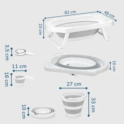 BM Care Katlanabilir Bebek Banyo Küvet Seti 5'li Gri - 5