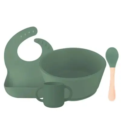 BM Care Silikon Beslenme Seti Mini Bardaklı 4 lü Yeşil - 1