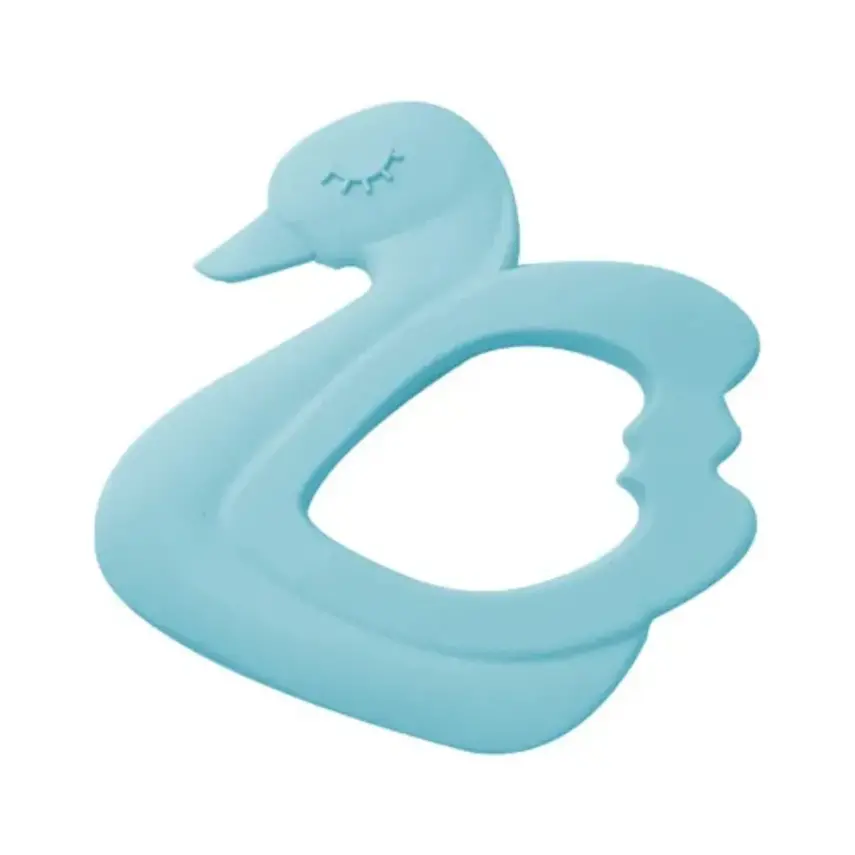 BM Care  Silikon Çatal Kaşık Zürafa, Kuğu Diş Kaşıyıcı Mavi 2li Set - 2