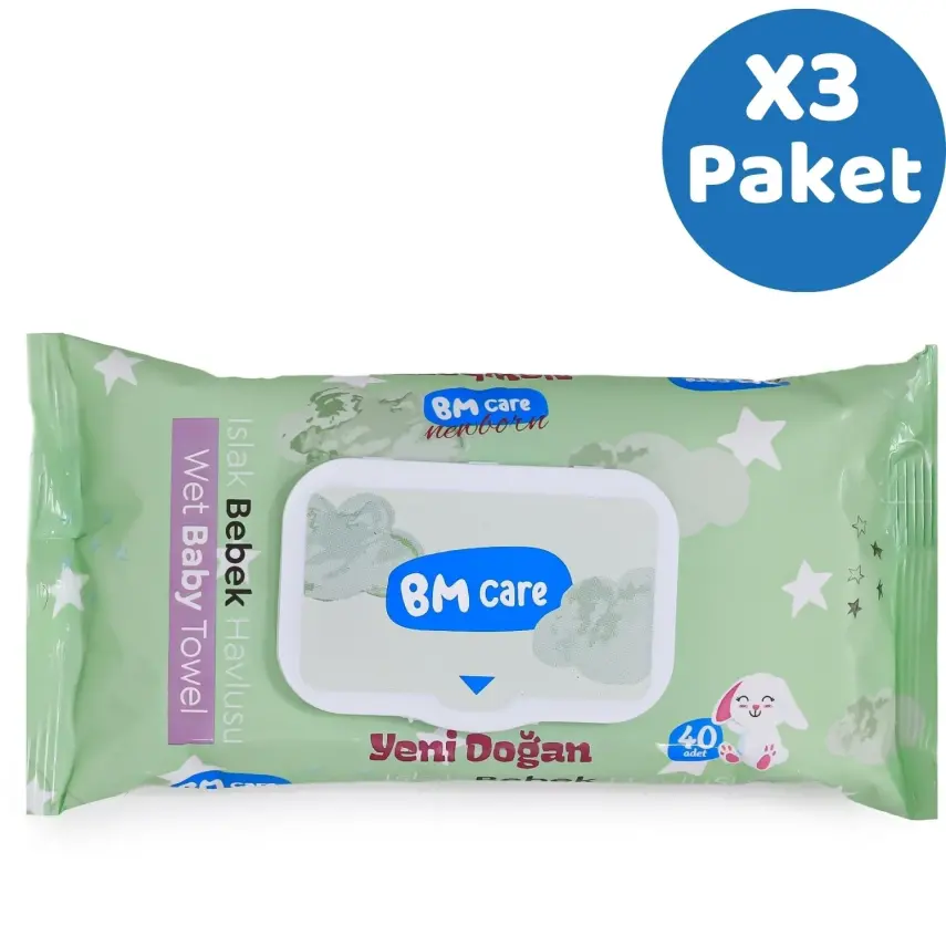 BM Care Yenidoğan Islak Havlu 3x40lı - 13