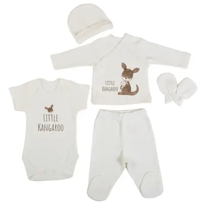 Bm Fabric Kanguru Desenli Yenidoğan 5'li Hastane Çıkışı Unisex