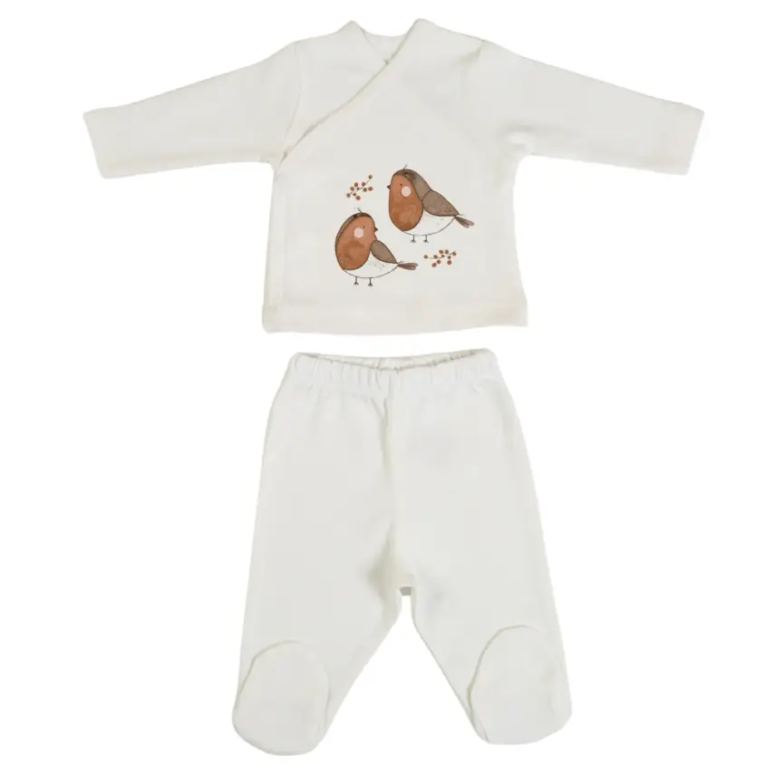 Bm Fabric Kuş Desenli Yenidoğan 5'li Hastane Çıkışı Unisex - 3