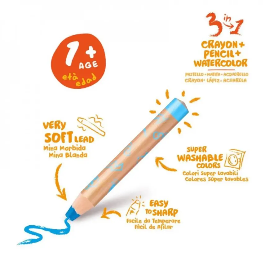 Carioca Baby Jumbo Ahşap Gövdeli Boya Kalemi 10lu  - 3