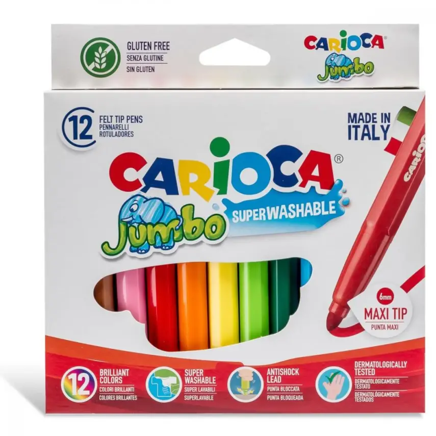 Carioca Jumbo Yıkanabilir Keçeli Boya Kalemi 12li - 1