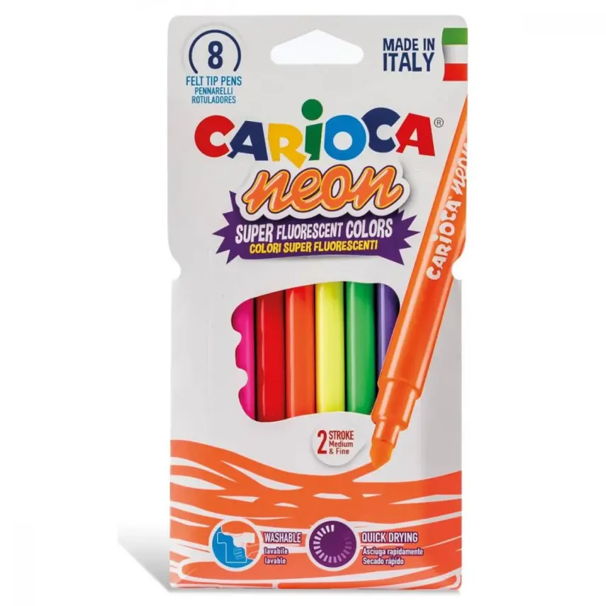 Carioca Neon Yıkanabilir Keçeli Boya Kalemi 8li - 1