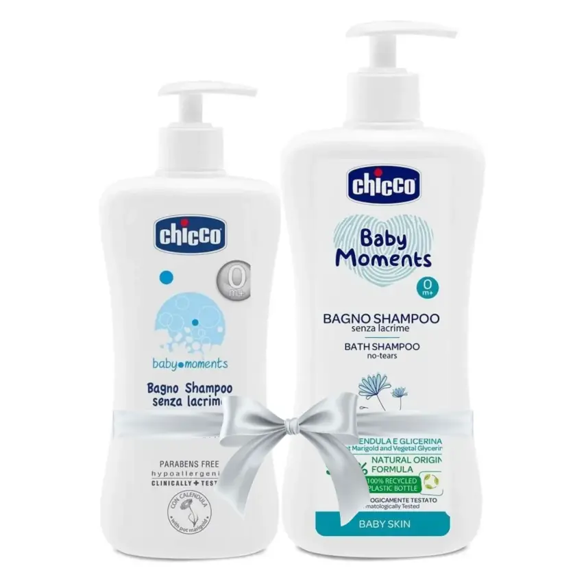 Chicco Baby Moments Doğal Göz Yakmayan Bebek Saç ve Vücut Şampuanı 750+200 ml - 1