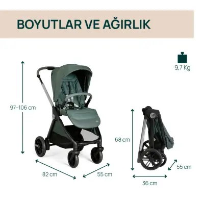 Chicco Bellagio Çift Yönlü Tek Elle Katlanır Kompakt Kabin Bebek Arabası  Fir Tree - 3