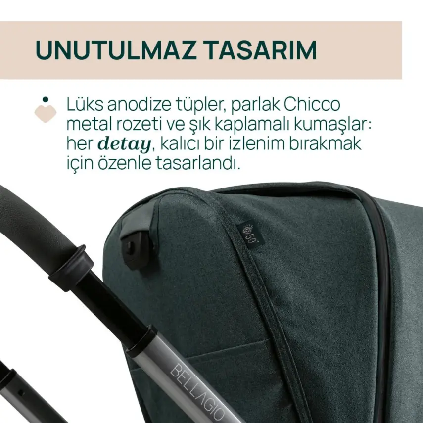Chicco Bellagio Çift Yönlü Tek Elle Katlanır Kompakt Kabin Bebek Arabası  Fir Tree - 6