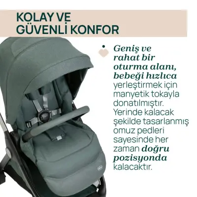 Chicco Bellagio Çift Yönlü Tek Elle Katlanır Kompakt Kabin Bebek Arabası  Fir Tree - 8