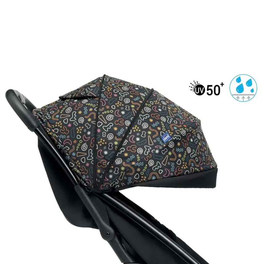 Chicco Glee Güneş-Su Geçirmez Otomatik Katlanan Kabin Bebek Arabası Playful Black - 6