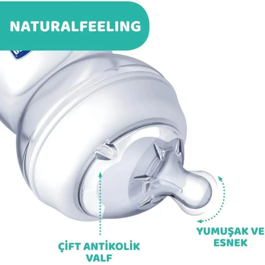 Chicco Natural Feeling Silikon Emzikli Cam Biberon Desenli 150 ml 0+ Ay Yeni - 12