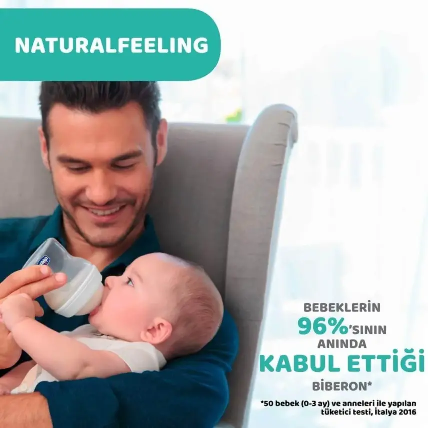 Chicco Natural Feeling Silikon Emzikli Cam Biberon Desenli 150 ml 0+ Ay Yeni - 6