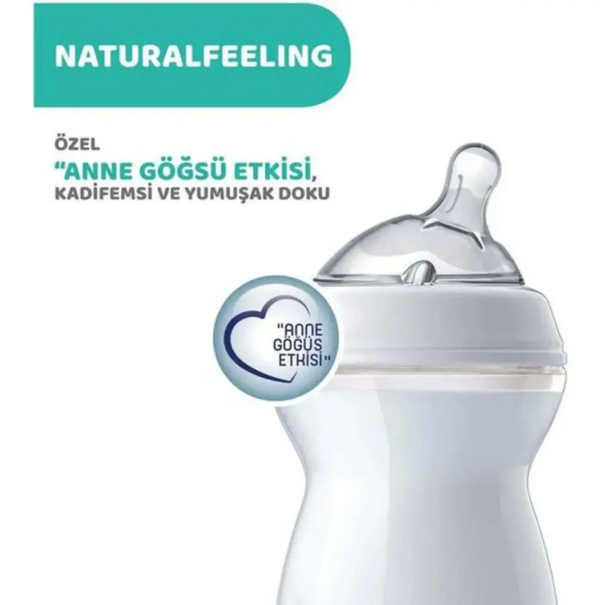 Chicco Natural Feeling Silikon Emzikli PP Biberon Desenli 150 ml 0+ Ay Yeni - 3