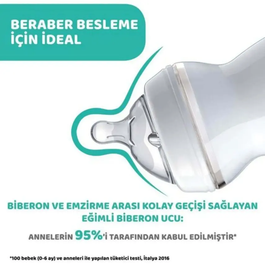 Chicco Natural Feeling Silikon Emzikli PP Biberon Desenli 150 ml 0+ Ay Yeni - 4
