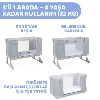 Chicco Next2me Forever Anne Yanı Beşik Cool Grey - 11
