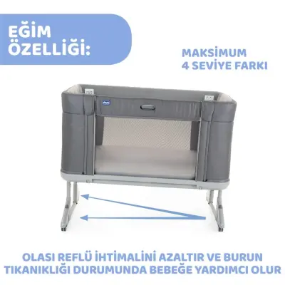 Chicco Next2Me Forever Anne Yanı Beşik Slate Grey - 8