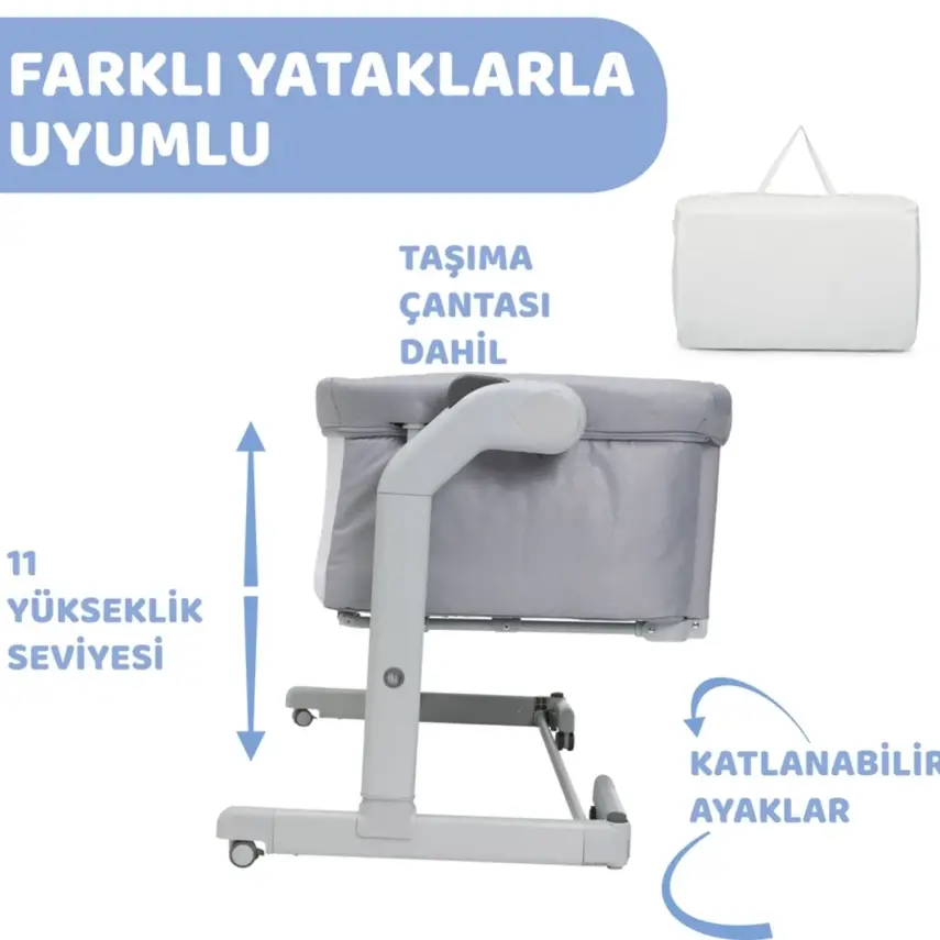 Chicco Next2Me Magic Evo Anne Yanı Beşik Grey Mist - 5