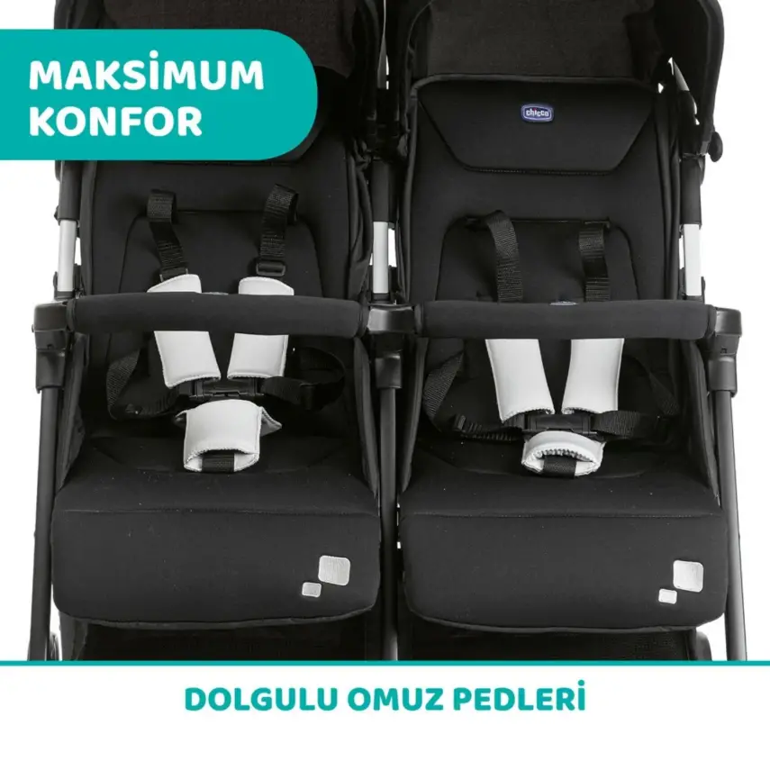 Chicco Ohlala İkiz Bebek Arabası Black Night - 4