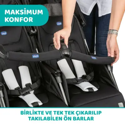 Chicco Ohlala İkiz Bebek Arabası Black Night - 5