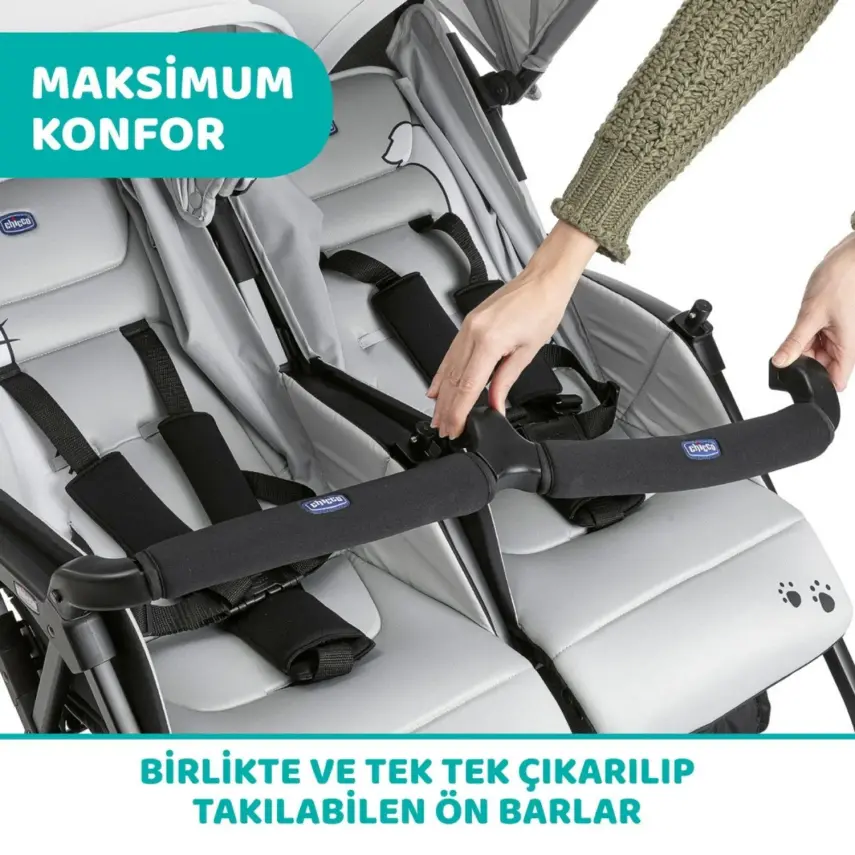 Chicco Ohlala İkiz Bebek Arabası Silver Cat - 3