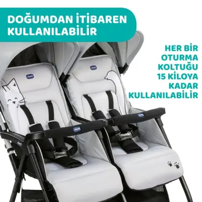 Chicco Ohlala İkiz Bebek Arabası Silver Cat - 9