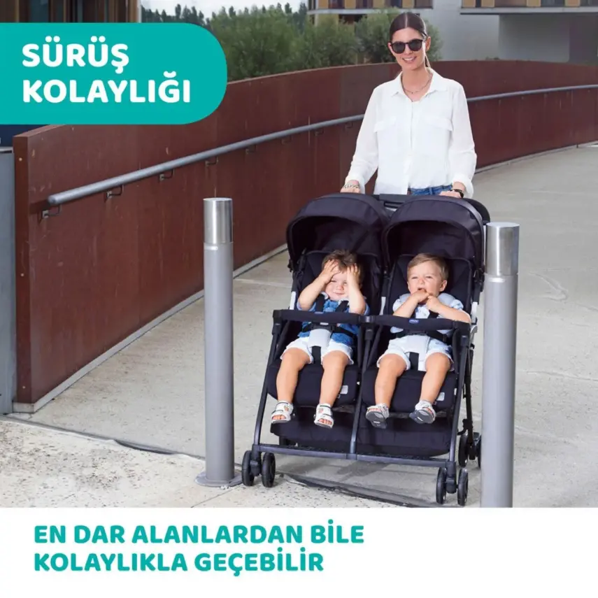 Chicco Ohlala İkiz Bebek Arabası Silver Cat - 6