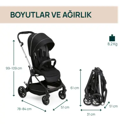 Chicco One4Ever Lounge Çift Yönlü Kolay Katlanabilen Kabin Bebek Arabası Black Beauty - 8