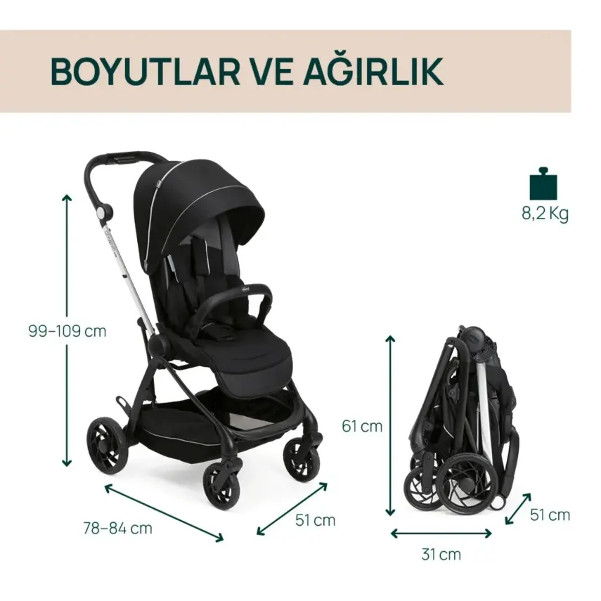 Chicco One4Ever Lounge Çift Yönlü Kolay Katlanabilen Travel Sistem-Seyahat Sistem Bebek Arabası Black Beauty - 4