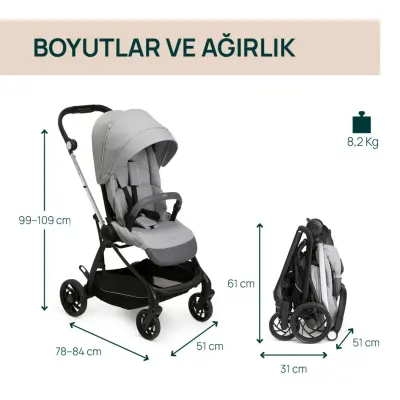 Chicco One4Ever Lounge Çift Yönlü Kolay Katlanabilen Travel Sistem-Seyahat Sistem Bebek Arabası Sparkle Grey - 6