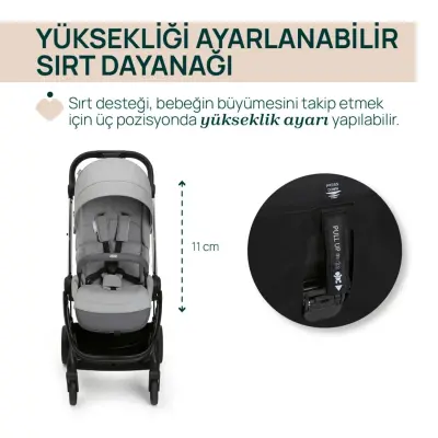 Chicco One4Ever Lounge Çift Yönlü Kolay Katlanabilen Travel Sistem-Seyahat Sistem Bebek Arabası Sparkle Grey - 5