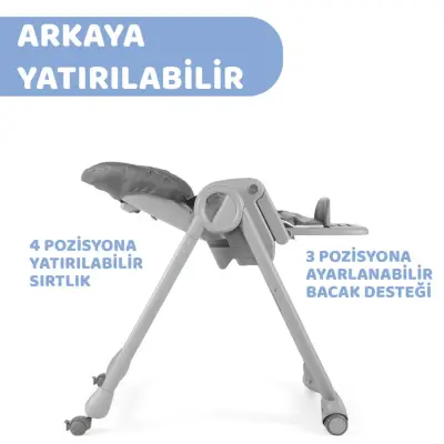 Chicco Polly Magic Fonksiyonel Mama Sandalyesi 5 Noktalı Emniyet Kemerli  Kaymaz Ayaklı 8 Kademeli Yükseklik Ayarlı 6 Ay – 15 kg Dark Grey - 3