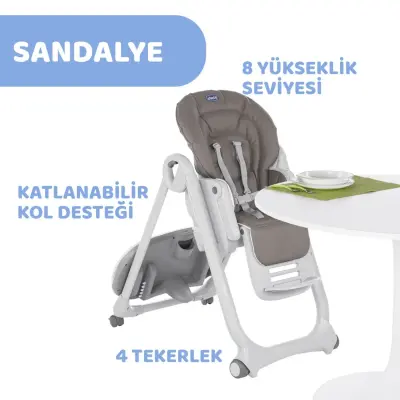 Chicco Polly Magic Fonksiyonel Mama Sandalyesi 5 Noktalı Emniyet Kemerli  Kaymaz Ayaklı 8 Kademeli Yükseklik Ayarlı 6 Ay – 15 kg Light Brown - 3