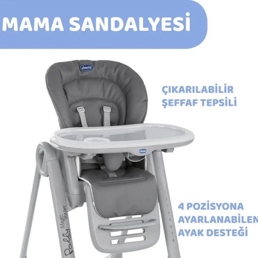 Chicco Polly Magic Relax Mama Sandalyesi Grey Melange - 2
