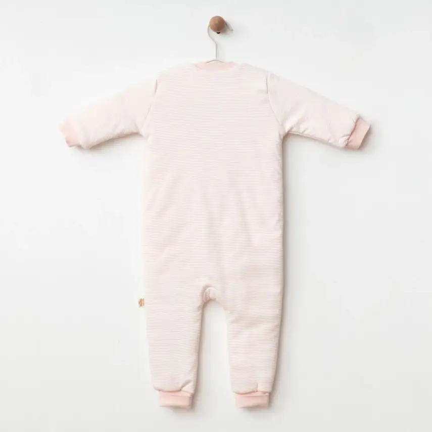 Ciccim Baby Fermuarlı Uzun Kollu Kışlık Bebek Çocuk  Uyku Tulumu Çizgili Pembe 2,5 Tog - 9
