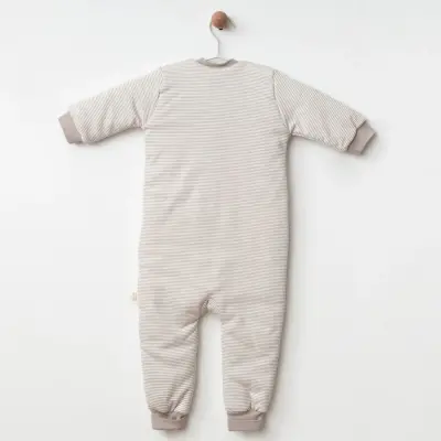 Ciccim Baby Fermuarlı Uzun Kollu Kışlık Bebek Çocuk Uyku Tulumu Çizgili Toprak 2,5 Tog - 3